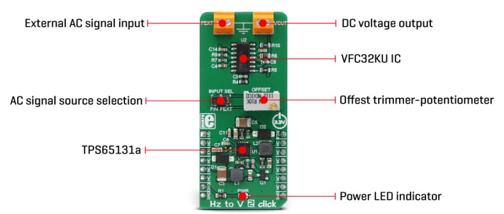 Block Diagram - Mikroe MIKROE-3126 Hz to V 2 Click